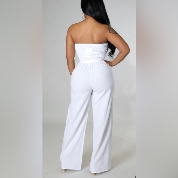 Summer White! White Strapless Jumpsuit - Picture 3 of 4